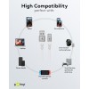 USB-C - USB-A Supersoft -tekstiilikaapeli metalliliittimillä, 2 m, valkoinen