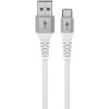 USB-C - USB-A Supersoft -tekstiilikaapeli metalliliittimillä, 2 m, valkoinen