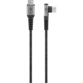 USB-C - USB-C -tekstiilikaapeli metalliliittimillä (tähtiharmaa/hopea), 90°, 1 m