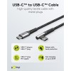 USB-C - USB-C -tekstiilikaapeli metalliliittimillä (tähtiharmaa/hopea), 90°, 1 m