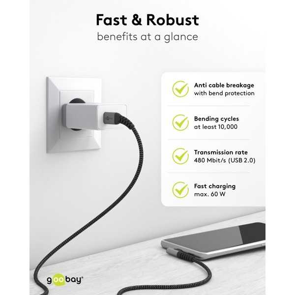 USB-C - USB-C -tekstiilikaapeli metalliliittimillä (tähtiharmaa/hopea), 90°, 1 m