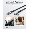 USB-C - USB-C -tekstiilikaapeli metalliliittimillä (tähtiharmaa/hopea), 90°, 1 m