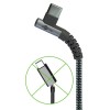 USB-C - USB-C -tekstiilikaapeli metalliliittimillä (tähtiharmaa/hopea), 90°, 1 m