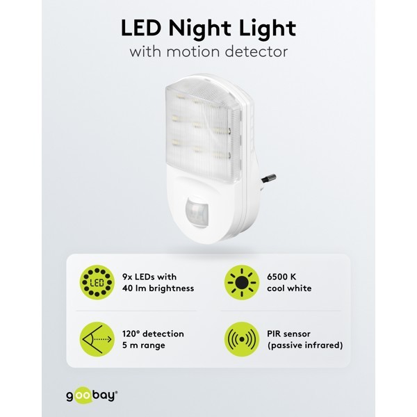 LED-yövalo liiketunnistimella