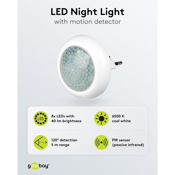 Kompakti LED-yövalo liiketunnistimella