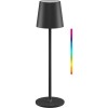 Langaton LED-pöytävalaisin, koko M, 38 cm, RGBW, musta