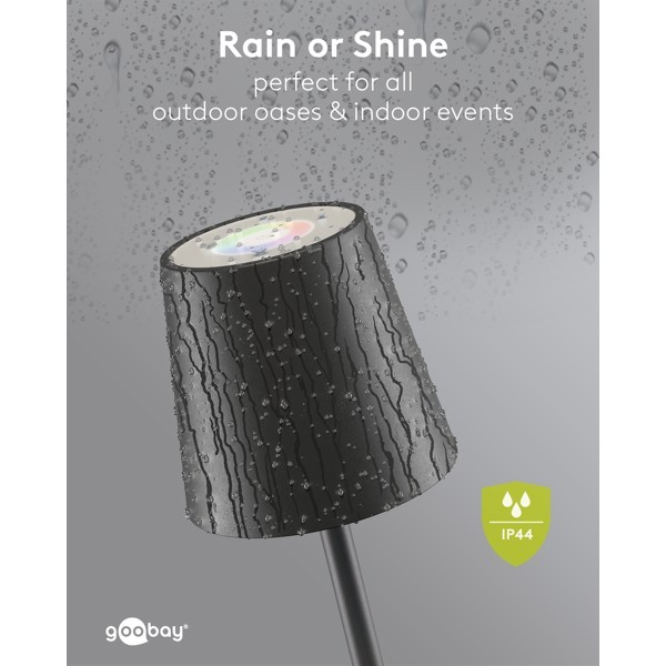Langaton LED-pöytävalaisin, koko M, 38 cm, RGBW, musta