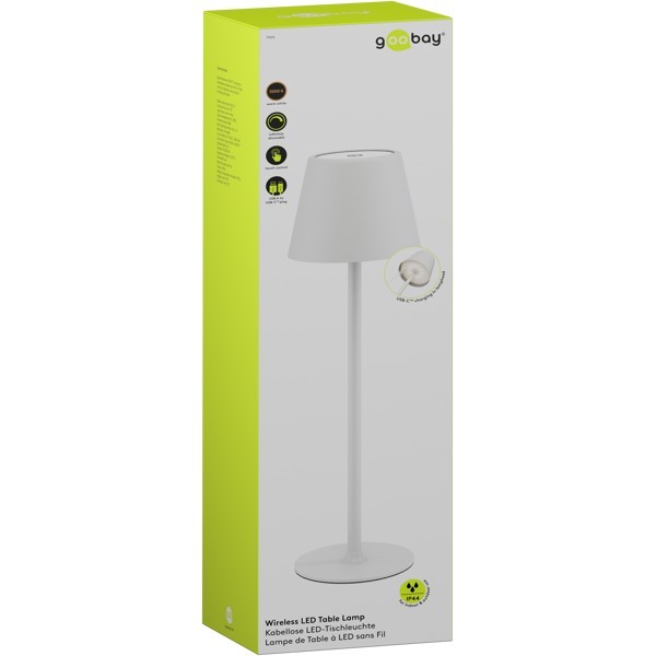 Langaton LED-pöytävalaisin, koko M, 37 cm, valkoinen
