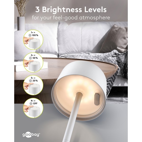 Langaton LED-pöytävalaisin, koko S, 25 cm, valkoinen