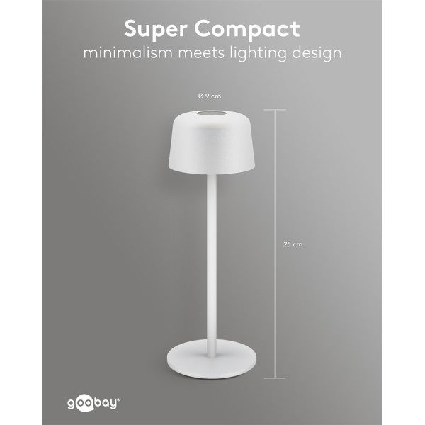 Langaton LED-pöytävalaisin, koko S, 25 cm, valkoinen