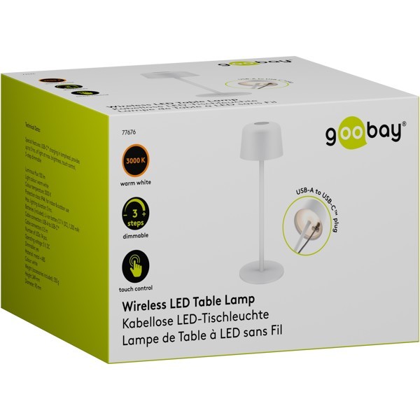 Langaton LED-pöytävalaisin, koko S, 25 cm, valkoinen