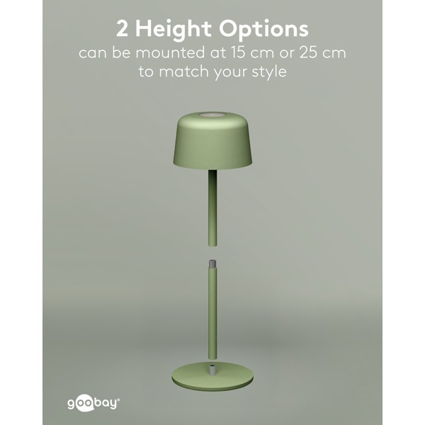 Langaton LED-pöytävalaisin, koko S, 25 cm, vihreä