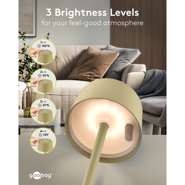 Langaton LED-pöytävalaisin, koko S, 25 cm, beige