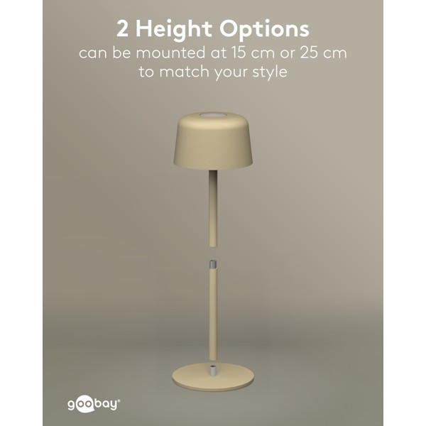 Langaton LED-pöytävalaisin, koko S, 25 cm, beige