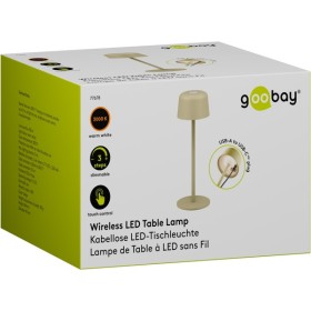 Langaton LED-pöytävalaisin, koko S, 25 cm, beige