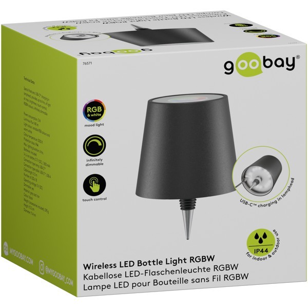 Langaton LED-pullovalo, RGBW, musta