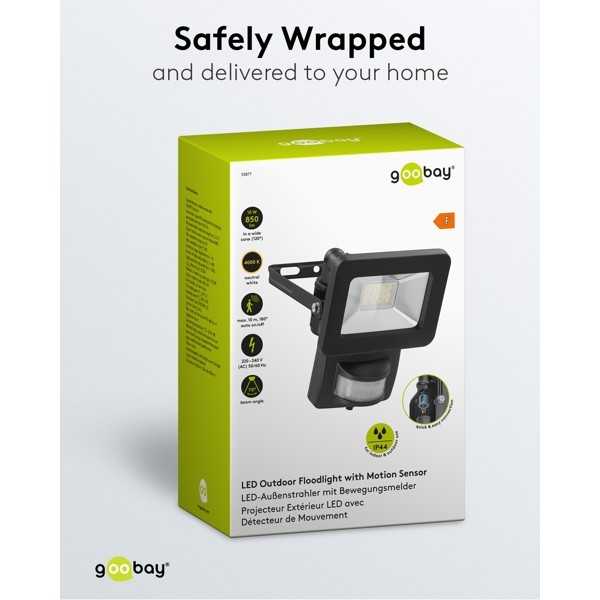 LED-ulkovalonheitin, 10 W, liiketunnistimella