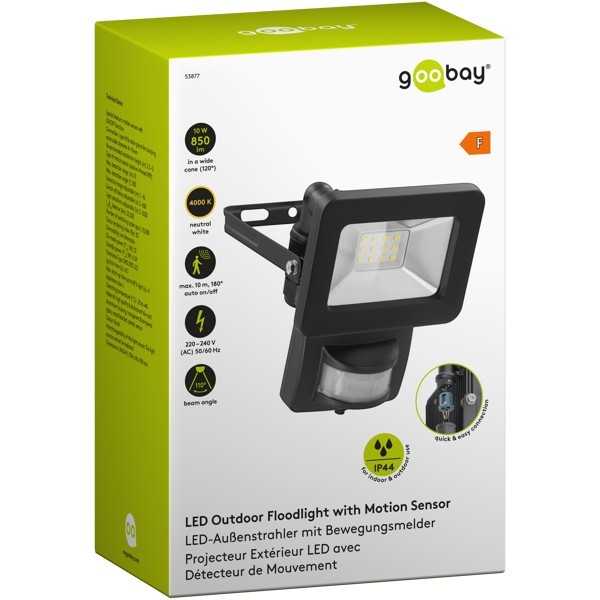LED-ulkovalonheitin, 10 W, liiketunnistimella