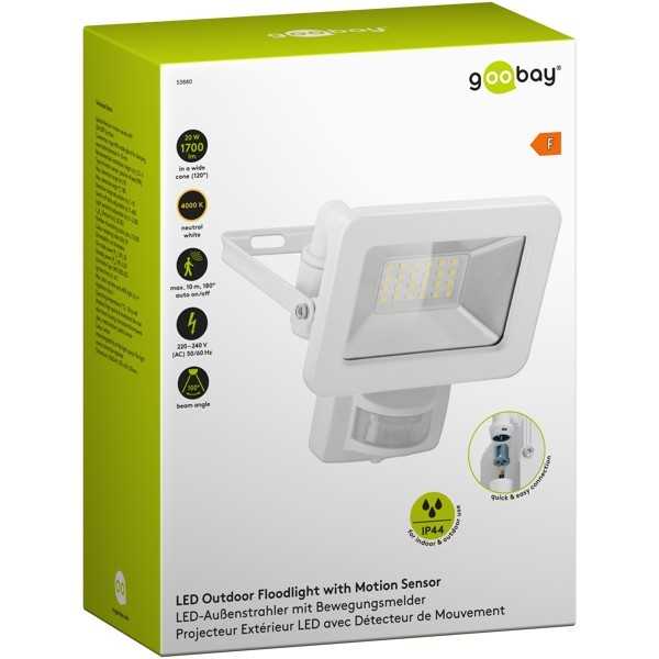 LED-ulkovalonheitin, 20 W, liiketunnistimella