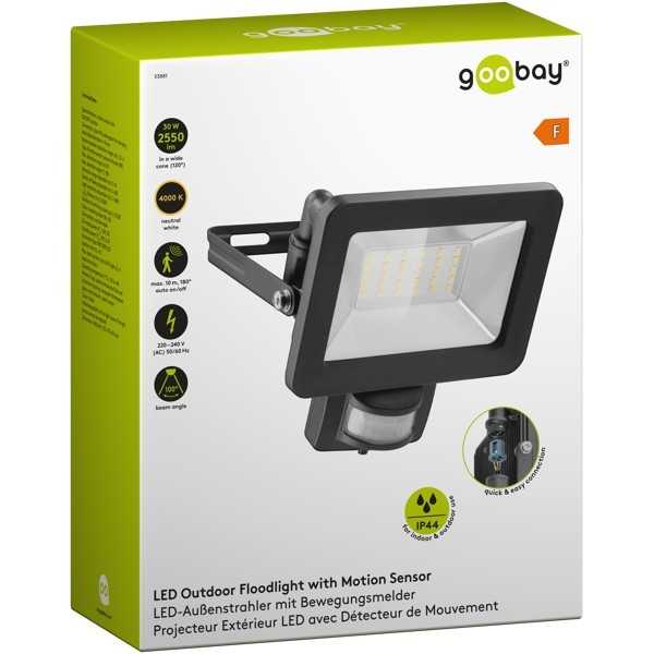 LED-ulkovalonheitin, 30 W, liiketunnistimella