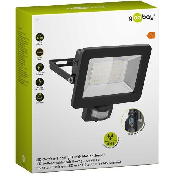 LED-ulkovalonheitin, 50 W, liiketunnistimella