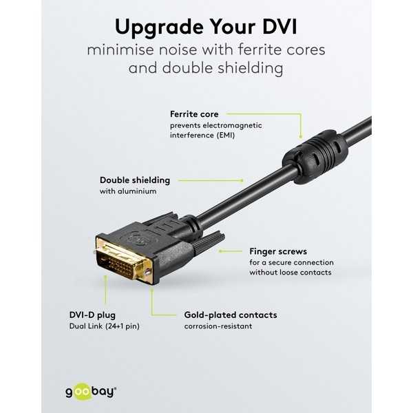 DVI-D Full HD -kaapeli Dual Link, kullattu