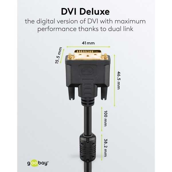 DVI-D Full HD -kaapeli Dual Link, kullattu