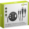3-porttinen sisäänrakennettu USB-keskitin, jossa 2 x 3,5 mm:n jakkiliitäntää