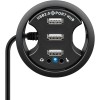 3-porttinen sisäänrakennettu USB-keskitin, jossa 2 x 3,5 mm:n jakkiliitäntää