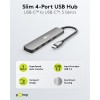 Ohut 4-porttinen USB-keskitin, USB-C - USB-C, 5 Gbit/s