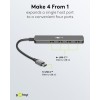 Ohut 4-porttinen USB-keskitin, USB-C - USB-C, 5 Gbit/s