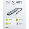 Ohut 4-porttinen USB-keskitin, USB-C - USB-C/USB-A, 5 Gbit/s