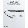 Ohut 4-porttinen USB-keskitin, USB-C - USB-C/USB-A, 5 Gbit/s