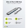 Ohut 4-porttinen USB-keskitin, USB-C - USB-A, 5 Gbit/s