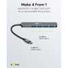 Ohut 4-porttinen USB-keskitin, USB-C - USB-A, 5 Gbit/s