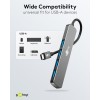 Ohut 4-porttinen USB-keskitin, USB-C - USB-A, 5 Gbit/s