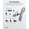 2-in-1 ohut 4-porttinen USB-keskitin, 5 Gbit/s
