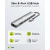 Ohut 8-porttinen USB-keskitin, jossa HDMI ja RJ45, 5 Gbit/s