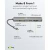 Ohut 8-porttinen USB-keskitin, jossa HDMI ja RJ45, 5 Gbit/s