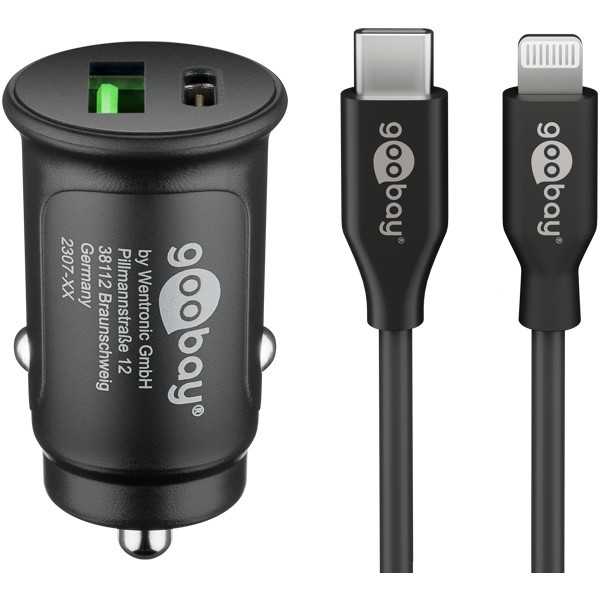 27 W:n kaksois-USB-auton pikalataussetti Lightning