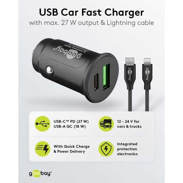 27 W:n kaksois-USB-auton pikalataussetti USB-C