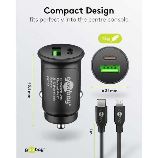 27 W:n kaksois-USB-auton pikalataussetti USB-C