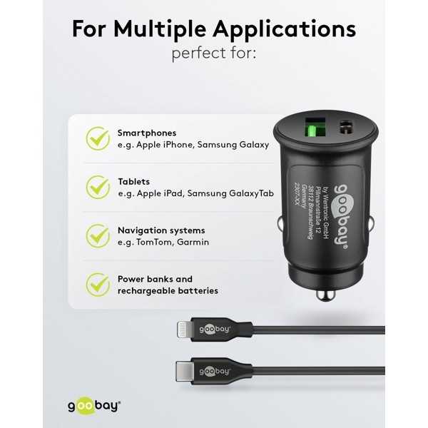27 W:n kaksois-USB-auton pikalataussetti USB-C