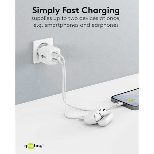 35 W kaksoisvirtalähdesarja, 2 x USB-C-laturi, 2 x USB-C-kaapeli