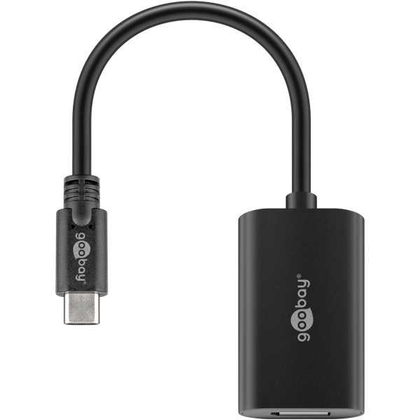 USB-C–DisplayPort-sovitin, 0,2 m, musta