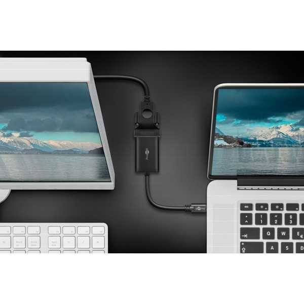 USB-C–VGA-sovitin, 0,2 m, musta