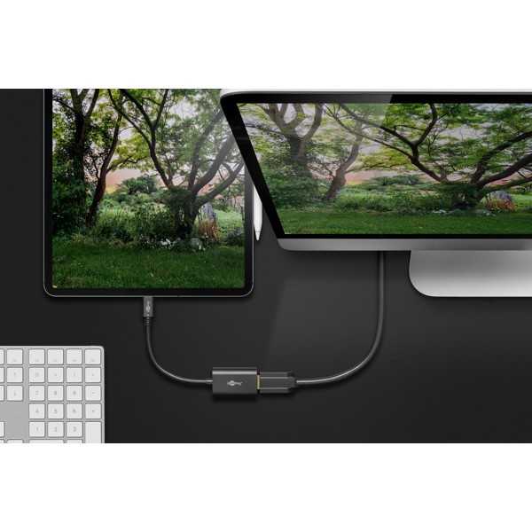 USB-C–HDMI-sovitin, 0,2 m, musta