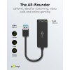 USB-A Ethernet-sovitin, musta