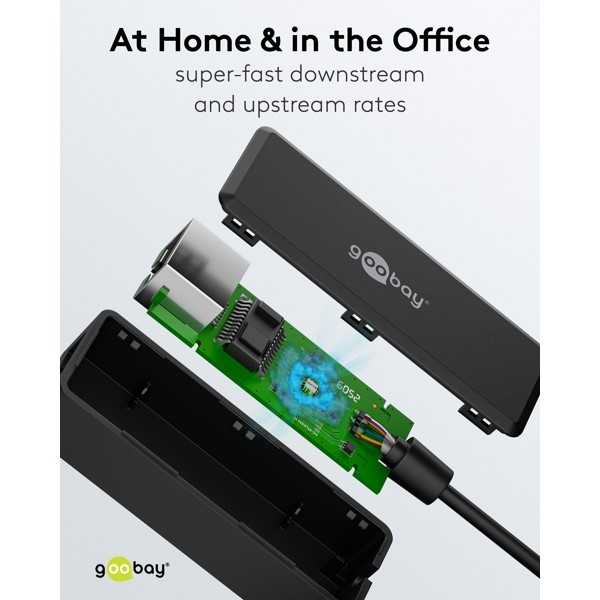 USB-A Ethernet-sovitin, musta