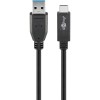 USB-C - USB-A -kaapeli, 0,5 m, musta